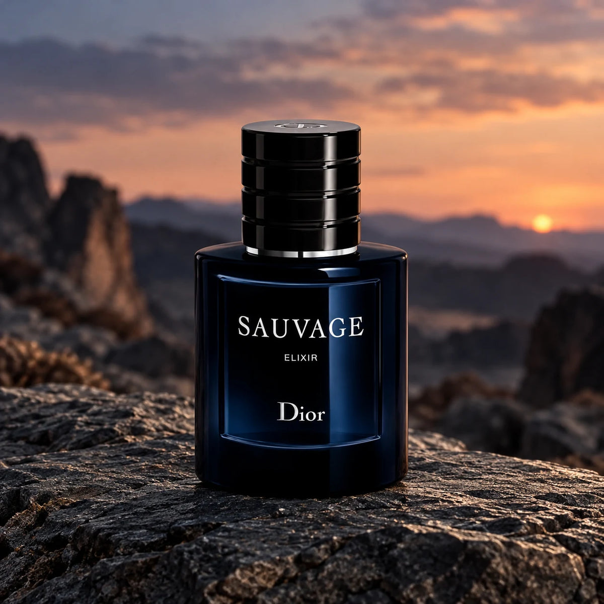 Dior Sauvage Elixir - sunset mountain hero photo