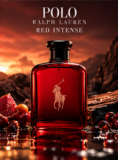 Polo red-intense cinematic fragrance poster