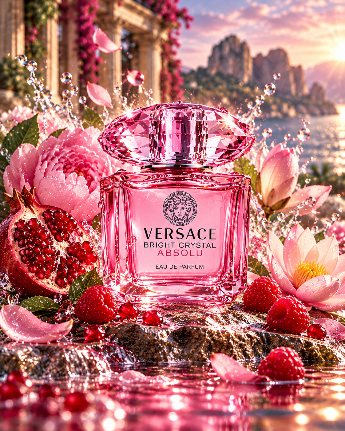 Versace Bright Crystal Absolu EDP cinematic fragrance poster