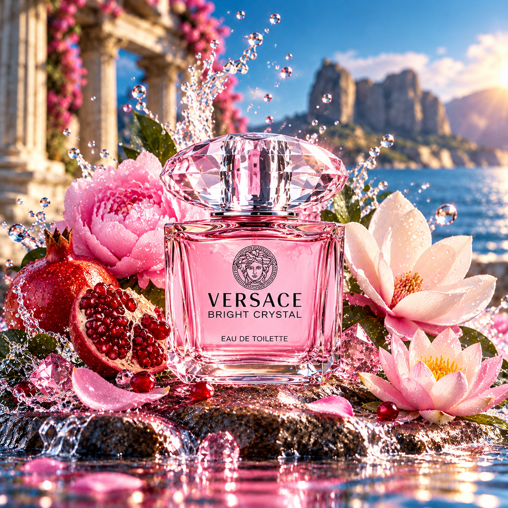 Versace Bright Crystal EDT cinematic fragrance poster
