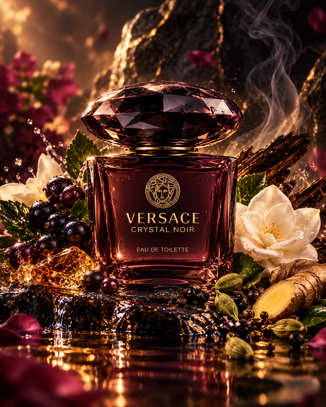 Versace Crystal Noir EDT cinematic fragrance poster