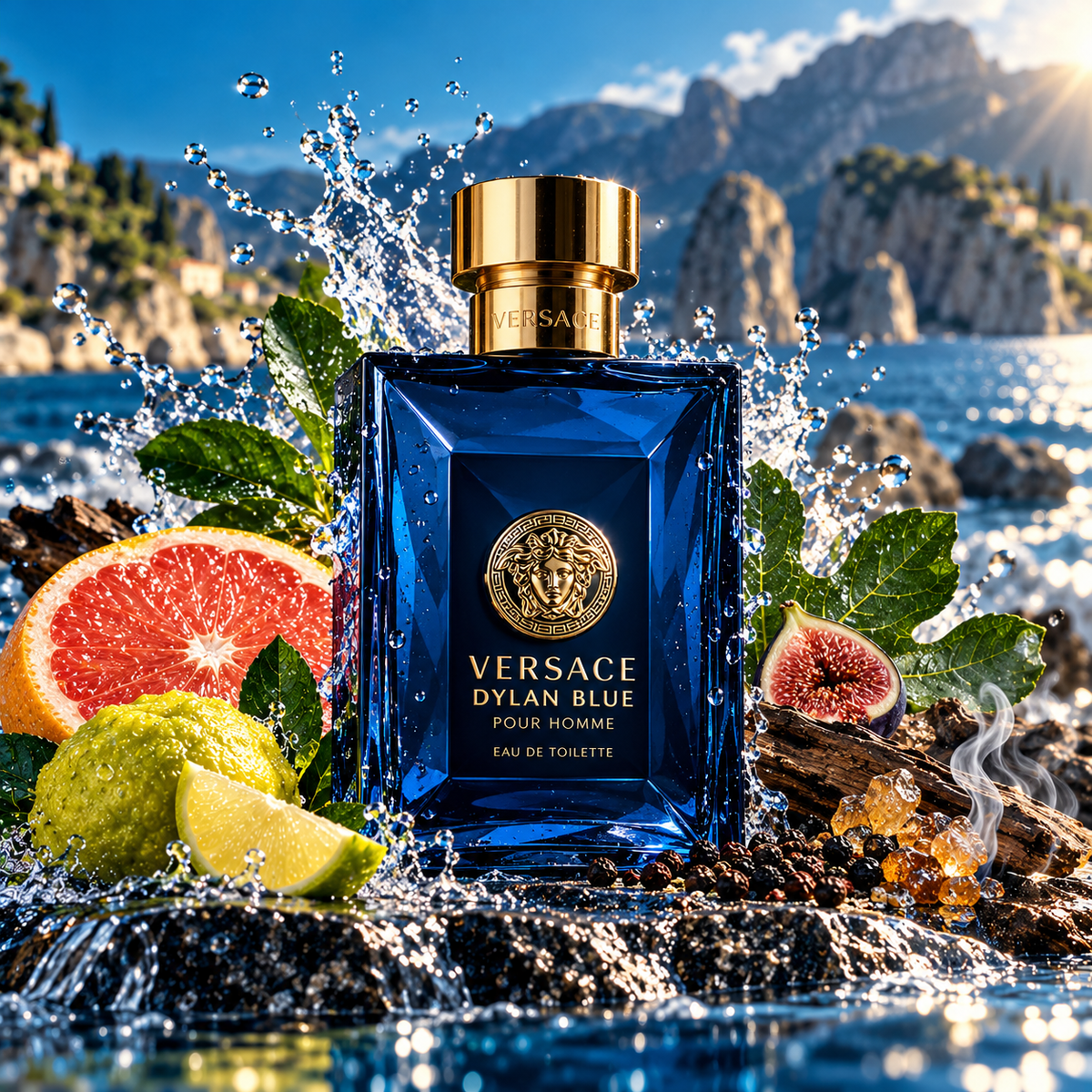 Versace Dylan Blue Pour Homme EDT cinematic fragrance poster