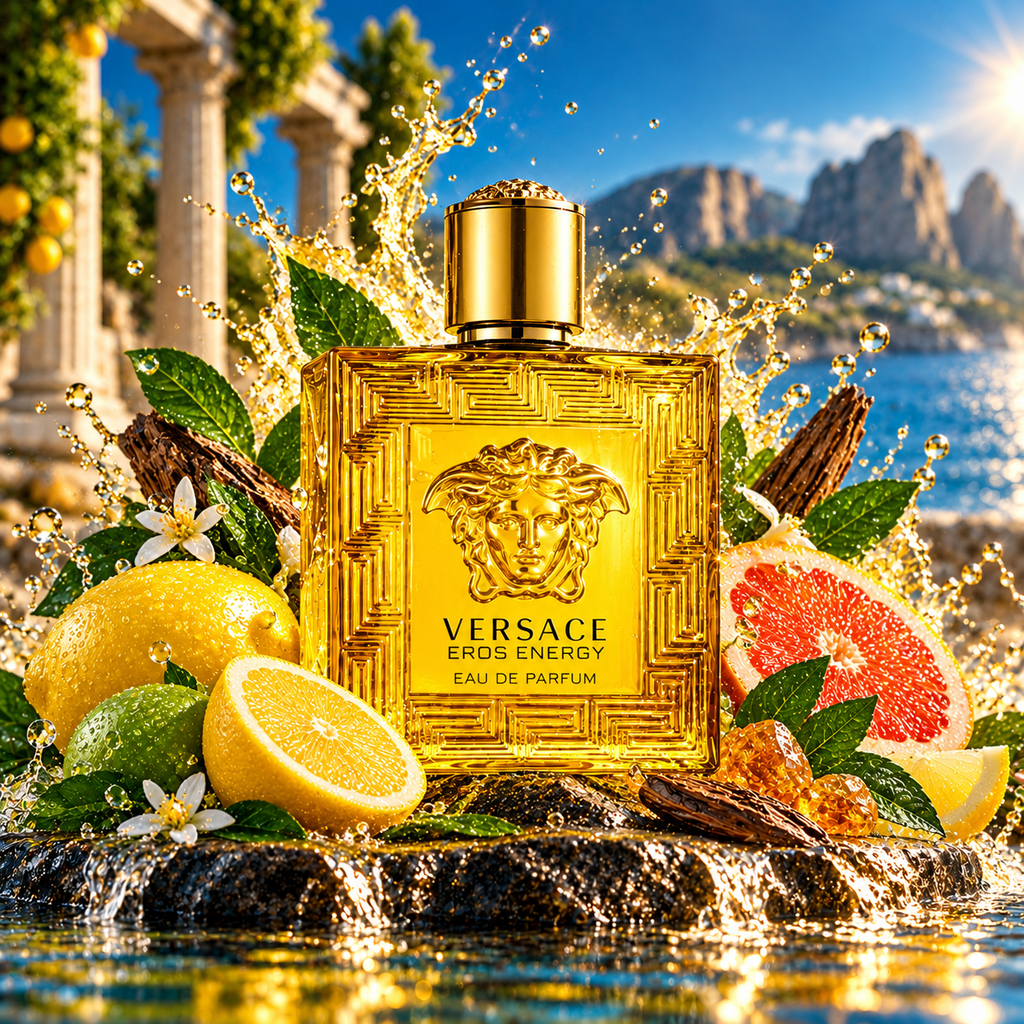 Versace Eros Energy EDP cinematic fragrance poster